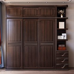 Ancient Phil New Chinese-style Purple Gold Sandalwood sliding door Wardrobe Bedroom Small Apartment Storage Cabinet Full Solid Wood Ancient Phil New Chinese-style Purple Gold Sandalwood sliding door Wardrobe Bedroom Small Apartment Storage Cabinet Full Solid Wood