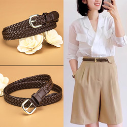 Women's Belt ins Style Genuine Leather Pure Cowhide Woven Versatile Casual Fashion Black Jeans Decorative Belt Trendy Women's Belt ins Style Genuine Leather Pure Cowhide Woven Versatile Casual Fashion Black Jeans Decorative Belt Trendy