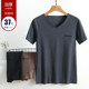 DeRong heated short-sleeved T-shirt men's V-neck plus velvet thickening autumn and winter seamless large size underwear loose bottoming shirt DeRong heated short-sleeved T-shirt men's V-neck plus velvet thickening autumn and winter seamless large size underwear loose bottoming shirt