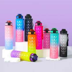 Large capacity 1000ML sports water bottle plastic water cup pop-up cover portable fitness water cup gradient lock gift custom Large capacity 1000ML sports water bottle plastic water cup pop-up cover portable fitness water cup gradient lock gift custom