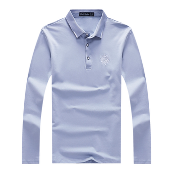 Autumn thin men's long-sleeved lapel T-shirt pure cotton embroidered neckline t-shirt simple handsome shirt collar POLO shirt Autumn thin men's long-sleeved lapel T-shirt pure cotton embroidered neckline t-shirt simple handsome shirt collar POLO shirt