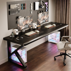 Home Solid Wood Gaming Desk Desktop Table Gaming Room Office Desk Two-Person Workbench Solid Wood Large Board Double Computer Desk Home Solid Wood Gaming Desk Desktop Table Gaming Room Office Desk Two-Person Workbench Solid Wood Large Board Double Computer Desk