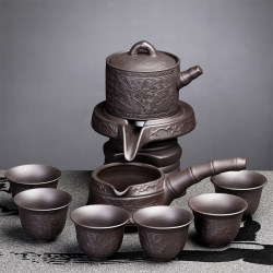 Purple Clay Lazy Automatic Tea Set for Home Use in the Living Room, Kung Fu Tea Cups, Teapot, Tea Tray, Small Set, Stone Grinder Tea Maker Purple Clay Lazy Automatic Tea Set for Home Use in the Living Room, Kung Fu Tea Cups, Teapot, Tea Tray, Small Set, Stone Grinder Tea Maker