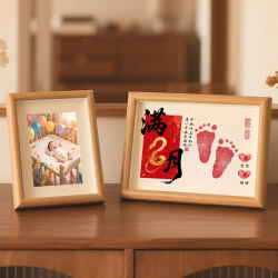 Snake baby hand and foot print mud souvenir photo frame solid wood environmentally friendly baby hand and foot print souvenir gift for one hundred days after one month Snake baby hand and foot print mud souvenir photo frame solid wood environmentally friendly baby hand and foot print souvenir gift for one hundred days after one month