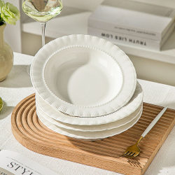 Ceramic Plate, Household Dish Plate, 2025 New Style Tableware, Deep Plate, Straw Hat Plate, High-End Pasta Plate, Western Food Plate, Dessert Plate Ceramic Plate, Household Dish Plate, 2025 New Style Tableware, Deep Plate, Straw Hat Plate, High-End Pasta Plate, Western Food Plate, Dessert Plate