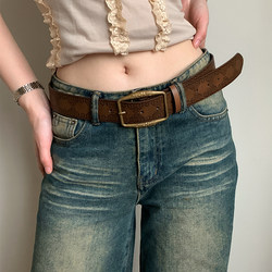 American Retro Y2K Embossed Belt for Women, Niche Design, Versatile, Suitable for Jeans, Skirts, Leather Belt Accessory, Trendy American Retro Y2K Embossed Belt for Women, Niche Design, Versatile, Suitable for Jeans, Skirts, Leather Belt Accessory, Trendy