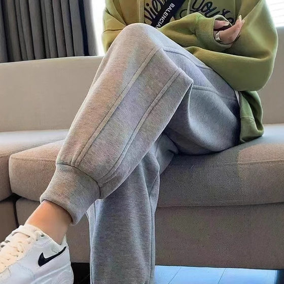 Casual pants for women 2025 autumn and winter new sports pants for wardrobe plus velvet spring and autumn women's pants loose outside long trousers wide legs Casual pants for women 2025 autumn and winter new sports pants for wardrobe plus velvet spring and autumn women's pants loose outside long trousers wide legs