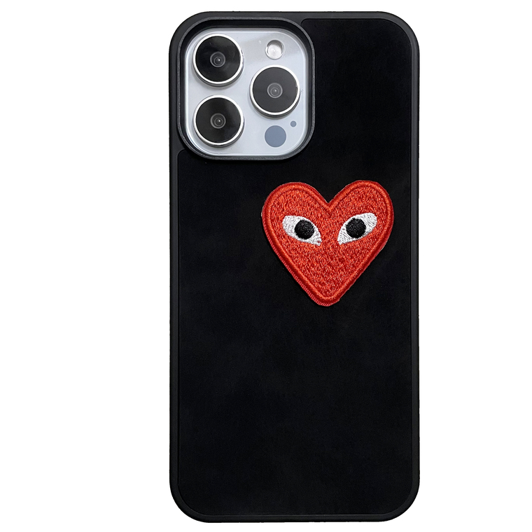 CDG Hearts Synthetic Leather 15, 14, 13, 12, 11 iPhone Case