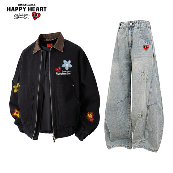 Charles Peach Heart American casual suit men and women autumn and winter new loose jacket jacket straight jeans trend
Charles Peach Heart American casual suit men and women autumn and winter new loose jacket jacket straight jeans trend