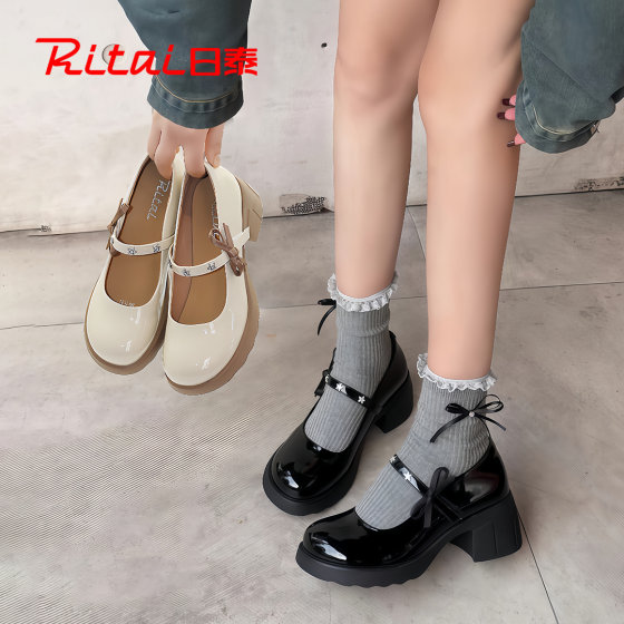 Japanese Mary Jane shoes for women Autumn 2025 new French thick sole high heel patent leather shoes with skirt light mouth shoes Japanese Mary Jane shoes for women Autumn 2025 new French thick sole high heel patent leather shoes with skirt light mouth shoes