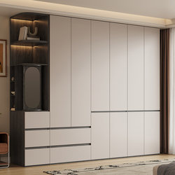 Gray Enf-Grade Wardrobe for Home Use, with Flat Doors, Simple Modern Economical Cabinet, 18mm Thick European Pine Board Large Wardrobe Gray Enf-Grade Wardrobe for Home Use, with Flat Doors, Simple Modern Economical Cabinet, 18mm Thick European Pine Board Large Wardrobe