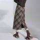 La Chapelle woolen plaid skirt for women autumn and winter 2025 new British style high waist slit mid-length skirt J La Chapelle woolen plaid skirt for women autumn and winter 2025 new British style high waist slit mid-length skirt J