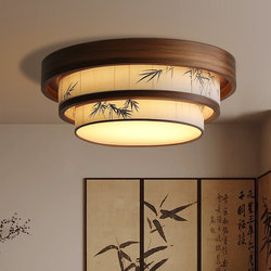 Song Dynasty Aesthetic Round Multi-Layer Cake-Shaped Ceiling Lamp with Bamboo Leaves and Landscape Painting, Ceiling Light for Bedroom and Dining Room Main Light Song Dynasty Aesthetic Round Multi-Layer Cake-Shaped Ceiling Lamp with Bamboo Leaves and Landscape Painting, Ceiling Light for Bedroom and Dining Room Main Light