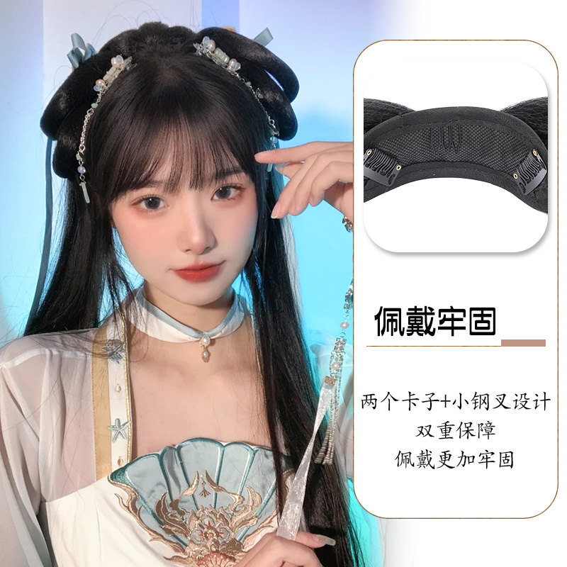 古代衣装漢服ウィッグ - 怠惰なヘアバンド - 唐風おだんご