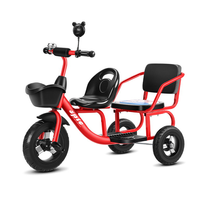 Star Child Twin Tricycle Double Seat Baby Bike with Hand Push