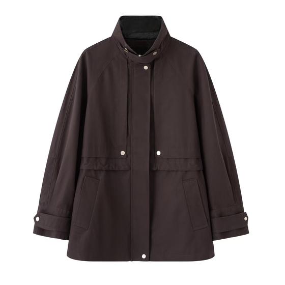 Bird Home! 2025 autumn new Korean versatile casual stand collar waist-length mid-length windbreaker jacket top for women Bird Home! 2025 autumn new Korean versatile casual stand collar waist-length mid-length windbreaker jacket top for women