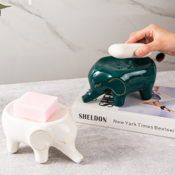 Elephant ceramic soap box home drain soap box shelf bathroom bathroom T wash basin light luxury Nordic Elephant ceramic soap box home drain soap box shelf bathroom bathroom T wash basin light luxury Nordic