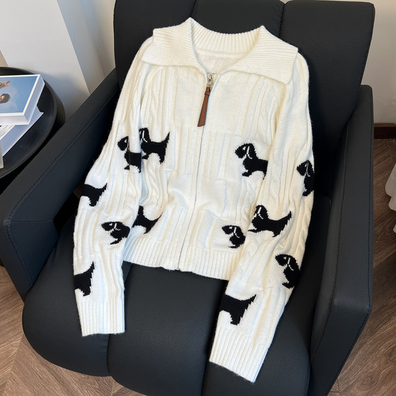 Korean design sense fashionable age-reducing zipper puppy jacquard sweater cardigan women's autumn and winter knitted jacket
Korean design sense fashionable age-reducing zipper puppy jacquard sweater cardigan women's autumn and winter knitted jacket