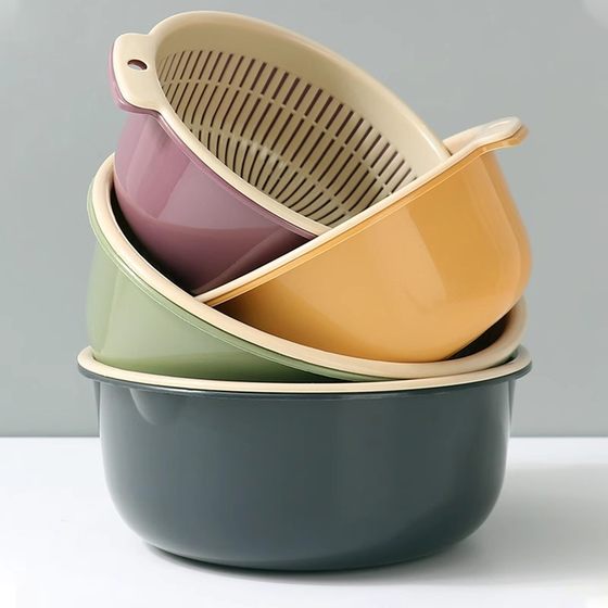 Kitchen double-layer washing basin, bowls and chopsticks drain basket multi-function plastic round washing basin household washing basket fruit
Kitchen double-layer washing basin, bowls and chopsticks drain basket multi-function plastic round washing basin household washing basket fruit