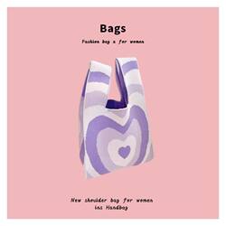 Hand-held Korean style knitted wool handbag, cute lunch box bag, bucket tote souvenir, hand-carrying vest bag Hand-held Korean style knitted wool handbag, cute lunch box bag, bucket tote souvenir, hand-carrying vest bag