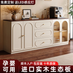 Solid Wood Sideboard Against the Wall Integrated Storage Cabinet Living Room Storage Cabinet 2025 New Model Light Luxury High-End Tea Cabinet Solid Wood Sideboard Against the Wall Integrated Storage Cabinet Living Room Storage Cabinet 2025 New Model Light Luxury High-End Tea Cabinet