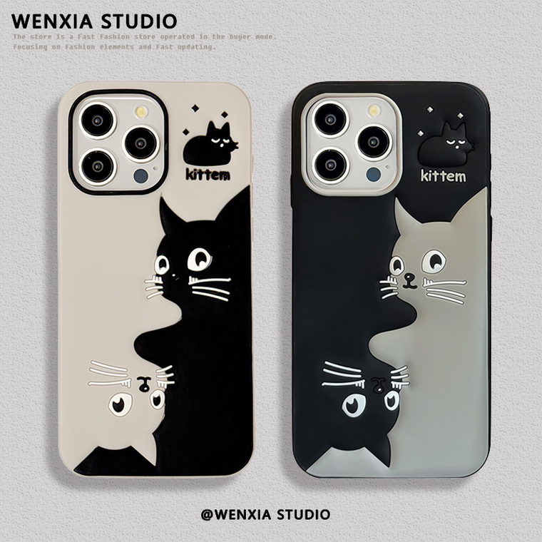 YingYang 3D Kitten Cat 15, 14, 13, 12, 11 iPhone Case