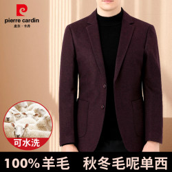 Pierre Cardin 100% Pure Wool Men's Suit, Winter Thick Style, No-Iron, High-End Casual Woolen Suit, Maroon Single-Breasted Suit Pierre Cardin 100% Pure Wool Men's Suit, Winter Thick Style, No-Iron, High-End Casual Woolen Suit, Maroon Single-Breasted Suit