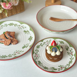 Fengpu Home~ Fresh and Simple Ceramic Plate ins Creative Embossed Steak Pasta Plate Dessert Plate Household Dish Plate Fengpu Home~ Fresh and Simple Ceramic Plate ins Creative Embossed Steak Pasta Plate Dessert Plate Household Dish Plate
