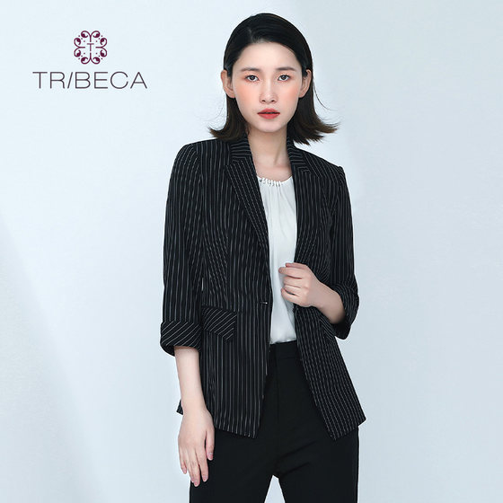TRIBECA Tribeca Spring and Autumn Shopping Mall same style for women's striped commuting quarter-sleeved small suit
TRIBECA Tribeca Spring and Autumn Shopping Mall same style for women's striped commuting quarter-sleeved small suit