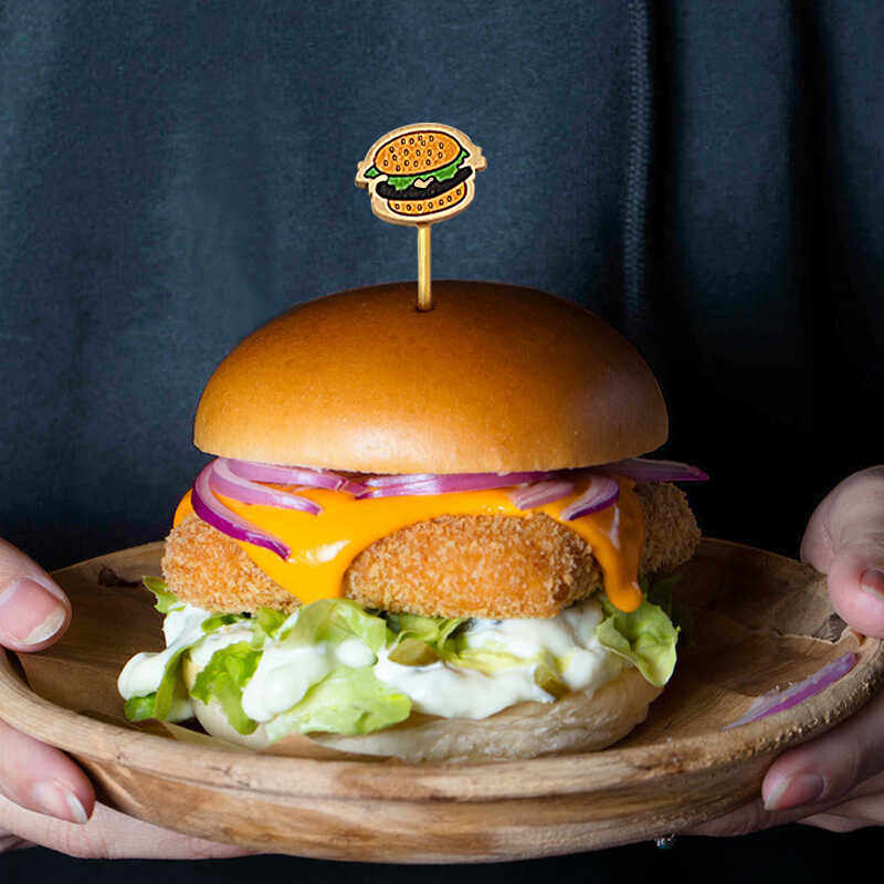 ハンバーガーフラッグトゥースピック - パーティー＆スナック用フード