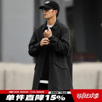 Hey Ma Qizu casual loose lapel mid-length windbreaker Hey Ma Qizu casual loose lapel mid-length windbreaker