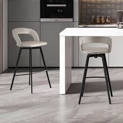Italian first-layer cowhide bar chair genuine leather high chair light luxury home bar stool swivel fixed feet 7350 Italian first-layer cowhide bar chair genuine leather high chair light luxury home bar stool swivel fixed feet 7350