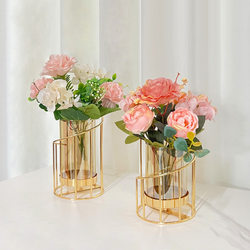Nordic Creative Light Luxury Metal Glass Vase Dining Table Wrought Iron Vase Decoration Home Living Room Dried Flower Arrangement Ornaments Nordic Creative Light Luxury Metal Glass Vase Dining Table Wrought Iron Vase Decoration Home Living Room Dried Flower Arrangement Ornaments