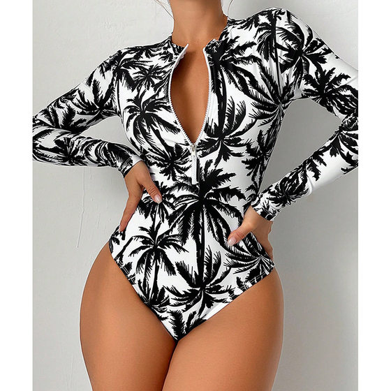 2025 new European and American printed long-sleeved one-piece swimsuit for women's zipper conservative belly-covering bikini beach swimsuit
2025 new European and American printed long-sleeved one-piece swimsuit for women's zipper conservative belly-covering bikini beach swimsuit