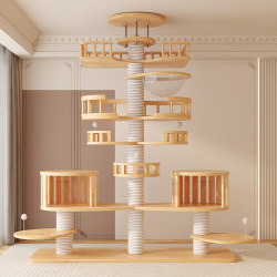 Cat Climbing Frame, Cat House, Cat Tree All-In-One, Tree Trunk Does Not Take up Space, Large Solid Wood Cat Climbing Frame with a Pillar Reaching to the Sky Cat Climbing Frame, Cat House, Cat Tree All-In-One, Tree Trunk Does Not Take up Space, Large Solid Wood Cat Climbing Frame with a Pillar Reaching to the Sky