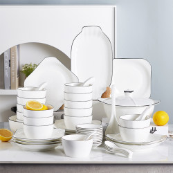 Ten-Piece Bowl and Plate Set for Home Use, 2025 New Model, Ceramic, Modern and Simple, Bowl and Plate Set, Housewarming Gift, Anti-Scalding Bone China Ten-Piece Bowl and Plate Set for Home Use, 2025 New Model, Ceramic, Modern and Simple, Bowl and Plate Set, Housewarming Gift, Anti-Scalding Bone China