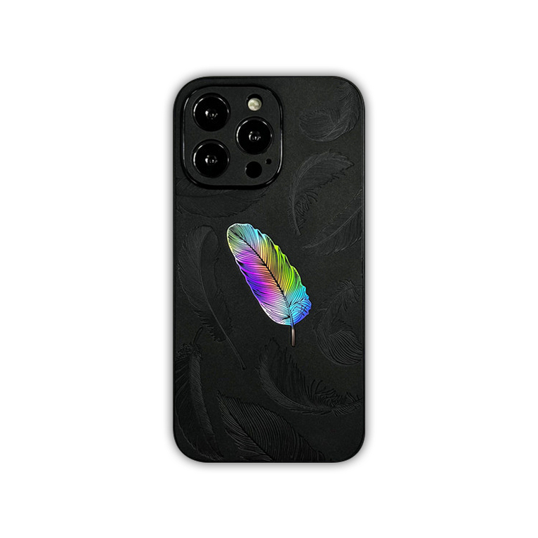 Rainbow Feather New Suede Leather 15, 14, 13, 12 iPhone Case