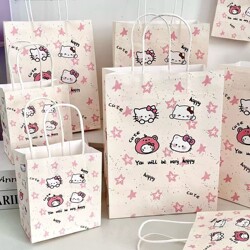 Kitty Cat Hand-Held Kraft Paper Bag Children's Day Gift Bag Beautifully Packaged and High-Looking Hello Kitty Gift Packaging Bag Kitty Cat Hand-Held Kraft Paper Bag Children's Day Gift Bag Beautifully Packaged and High-Looking Hello Kitty Gift Packaging Bag