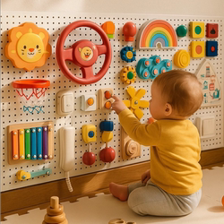 Toy Organizer Busy Board Pegboard Fence for Infants and Toddlers, International Montessori Baby Early Education Cognitive Storage Rack Toy Organizer Busy Board Pegboard Fence for Infants and Toddlers, International Montessori Baby Early Education Cognitive Storage Rack