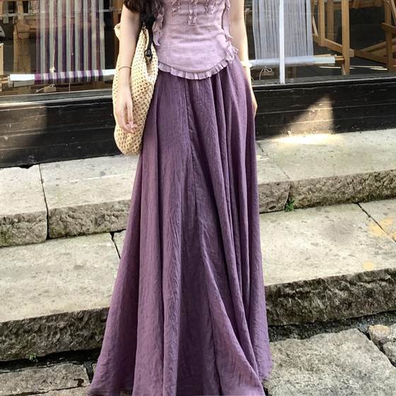 A can of almond peach perilla high waist slim temperament retro double-layer flowing women's literary irregular cotton and linen skirt
A can of almond peach perilla high waist slim temperament retro double-layer flowing women's literary irregular cotton and linen skirt
