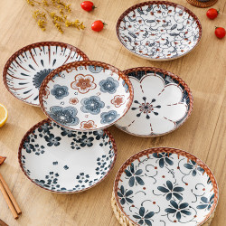 Ceramic Breakfast Plate Underglaze Color Popular Rice Plate 6 Pack Hand-painted Deep Dinner Plate For Home Dinner Plate Japanese-style Disc Deep Plate Ceramic Breakfast Plate Underglaze Color Popular Rice Plate 6 Pack Hand-painted Deep Dinner Plate For Home Dinner Plate Japanese-style Disc Deep Plate