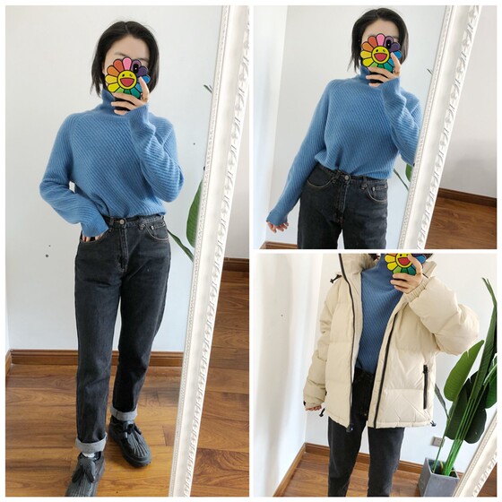 Fold M1 buyer store cel classic turtleneck sweater blue thick cashmere knitted pullover female temperament
Fold M1 buyer store cel classic turtleneck sweater blue thick cashmere knitted pullover female temperament
