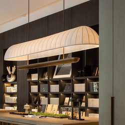 Wabi-Sabi Style Restaurant Chandelier 2025 New Cream Style B&B Bar Tea Room Commercial Long Fabric Zhongshan Lamp Wabi-Sabi Style Restaurant Chandelier 2025 New Cream Style B&B Bar Tea Room Commercial Long Fabric Zhongshan Lamp