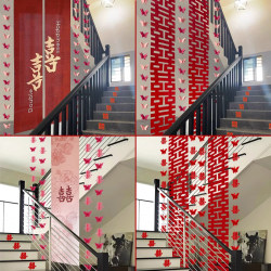 Wedding Room Decoration Curtains, Living Room Stair Decorations, Handrails, Wedding Decorations for the Bride and Groom's New Home, Double Happiness Character Garlands Wedding Room Decoration Curtains, Living Room Stair Decorations, Handrails, Wedding Decorations for the Bride and Groom's New Home, Double Happiness Character Garlands