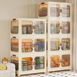 Cream-Style Snack Storage Cabinet, Wardrobe Storage Cabinet, Foldable Household Storage Cabinet, Snack Cabinet, No Installation Required, Plastic Cream-Style Snack Storage Cabinet, Wardrobe Storage Cabinet, Foldable Household Storage Cabinet, Snack Cabinet, No Installation Required, Plastic