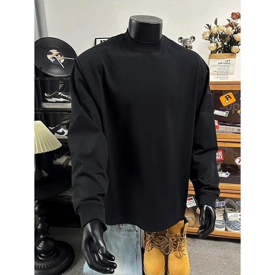 260g heavy small neckline long-sleeved T-shirt men's pure cotton spring and autumn sweatshirt white 2025 autumn and winter inner bottoming shirt
 260g heavy small neckline long-sleeved T-shirt men's pure cotton spring and autumn sweatshirt white 2025 autumn and winter inner bottoming shirt