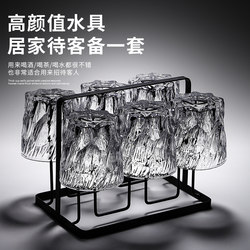 Retro Glacier Tree Pattern Glass Drinking Cup Set for Home Living Room Entertaining, Light Luxury High-End Tea Set with Kettle Retro Glacier Tree Pattern Glass Drinking Cup Set for Home Living Room Entertaining, Light Luxury High-End Tea Set with Kettle