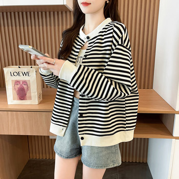 Striped design high-end cardigan sweatshirt for women 
Striped design high-end cardigan sweatshirt for women