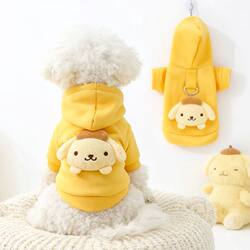 Pet hooded sweatshirt autumn and winter warm dog clothes with leash ring milk silk pullover cat clothes Sanrio Pet hooded sweatshirt autumn and winter warm dog clothes with leash ring milk silk pullover cat clothes Sanrio