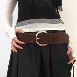 Korean Style Spicy Girl Wide Belt New Niche Retro Versatile Belt High-End Fashion Simple Decorative Pin Buckle Leather Belt Korean Style Spicy Girl Wide Belt New Niche Retro Versatile Belt High-End Fashion Simple Decorative Pin Buckle Leather Belt